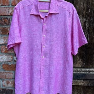 John P. Men's Pink Short Sleeve Linen Shirt